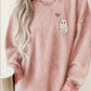 Pink corduroy heart ghost long sleeve shirt