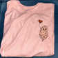 Pink corduroy heart ghost long sleeve shirt