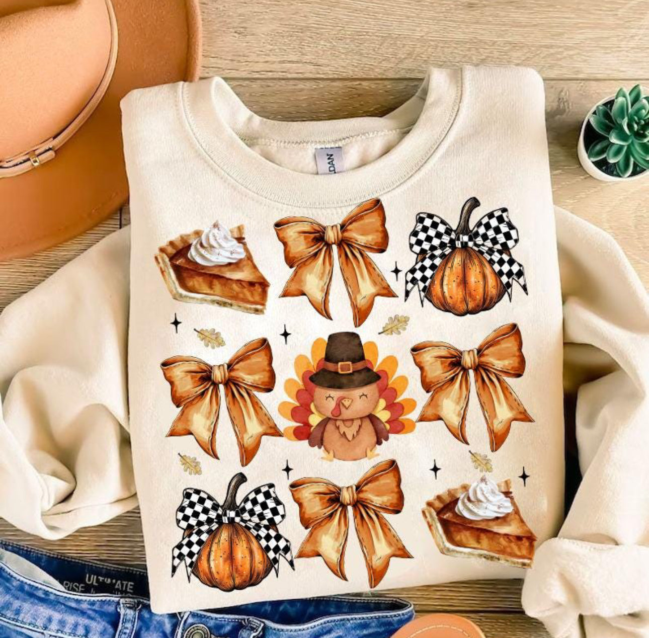 Tan Thanksgiving crewneck sweatshirt