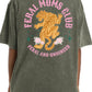 Feral moms green acid wash tee
