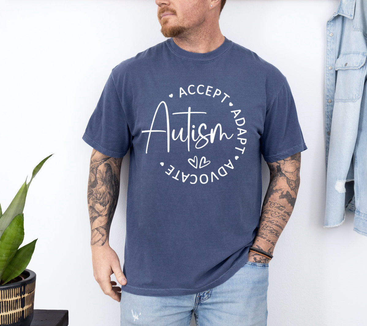 Autism advocate comfort colors dark blue tee