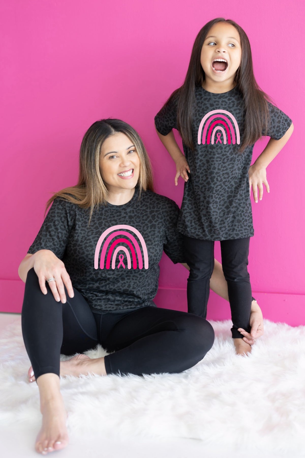 KIDS leopard print rainbow tee