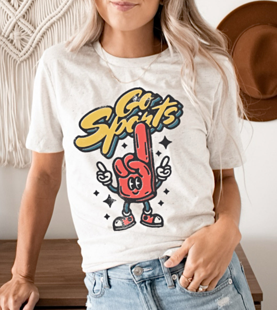 Go sports foam finger unisex oatmeal tee