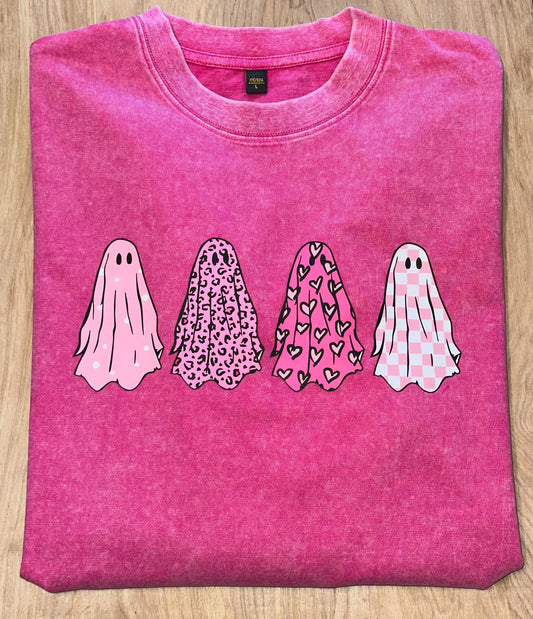 Ghost 4 pink acid wash tee