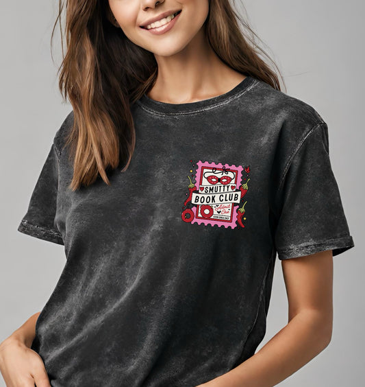 Smutty book club oversized acid wash tee