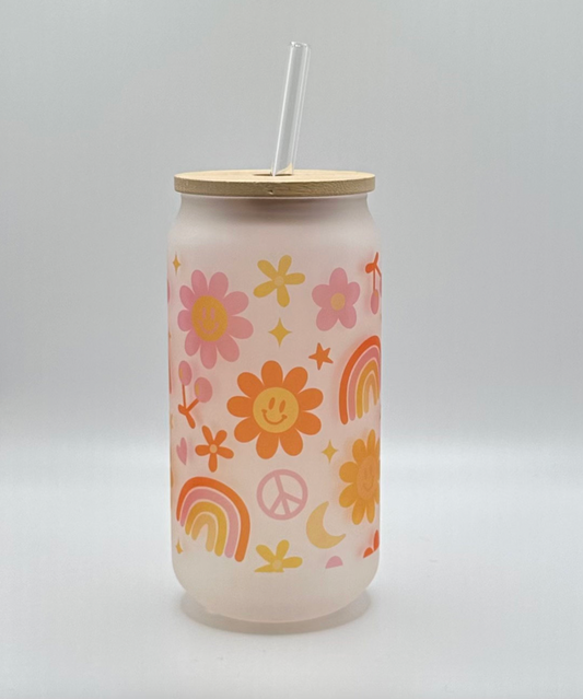 Boho flowers and rainbows cup